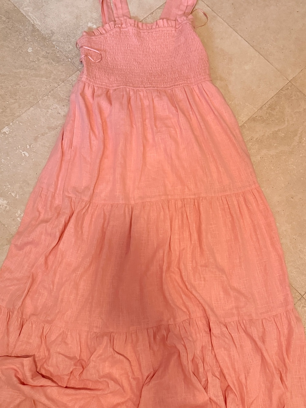 Express Pink Smocked Maxi Dress with Wide Straps